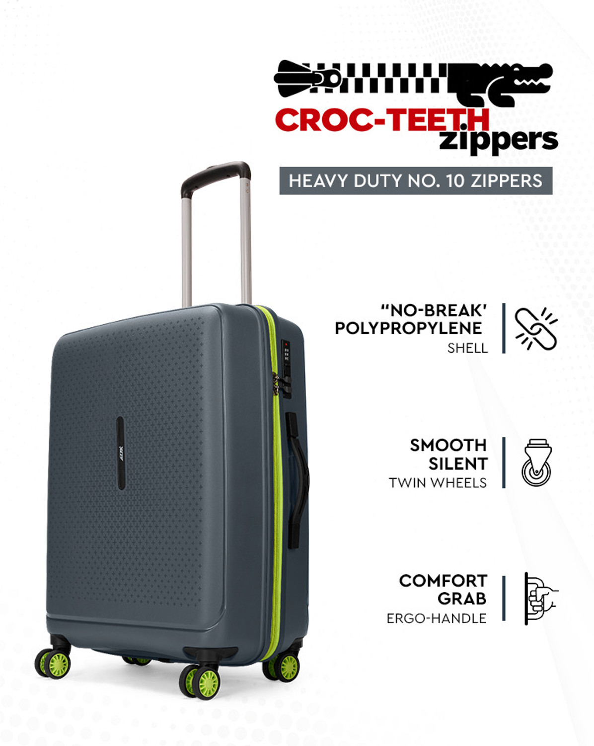 Image of ALFA Forge Tuff Set of 2 Trolley Bag | S+M | Hard Luggage with Combination Lock Cabin & Check-in Set 8 Wheels - 26 Inch