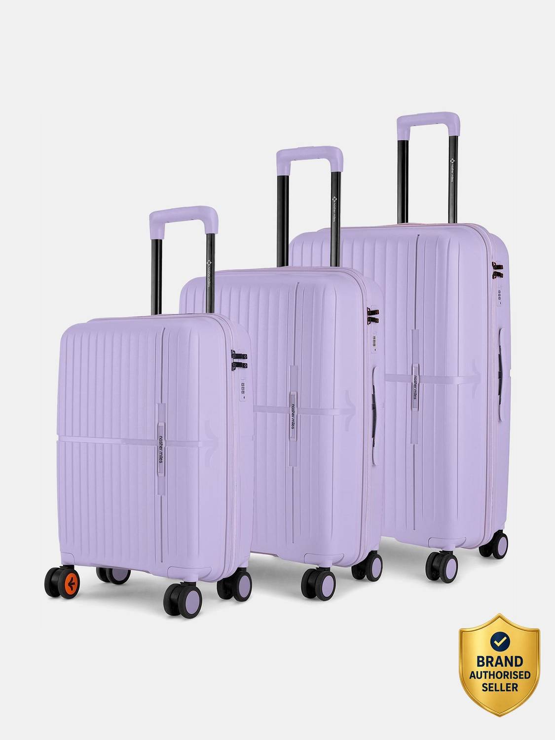 NASHER MILES Springfield HardSide Polypropylene 3 Pastel Purple TrolleyBag(55,65&75cm) Cabin & Check-in Set 8 Wheels - 28 inch
