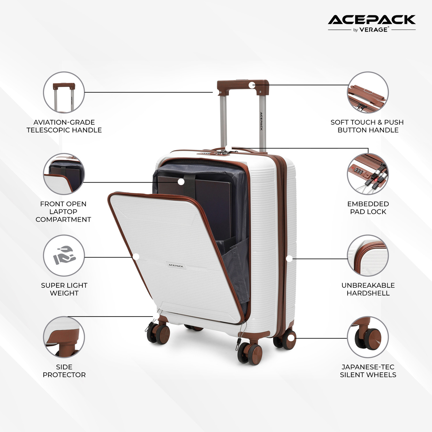 Image of ACEPACK Columbia LTC Cabin Suitcase 8 Wheels - 20 inch