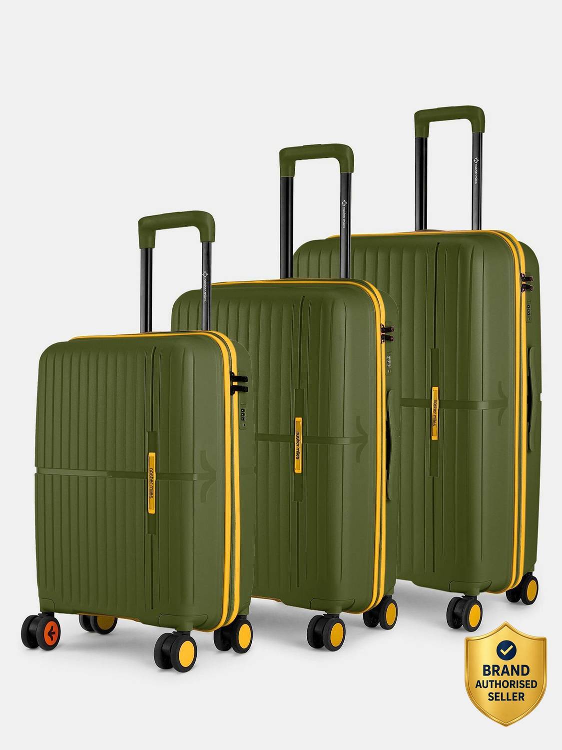 NASHER MILES Springfield Hard-Sided Polypropylene Luggage of 3 Trolley Bag for Travel Cabin & Check-in Set 8 Wheels - 28 inch