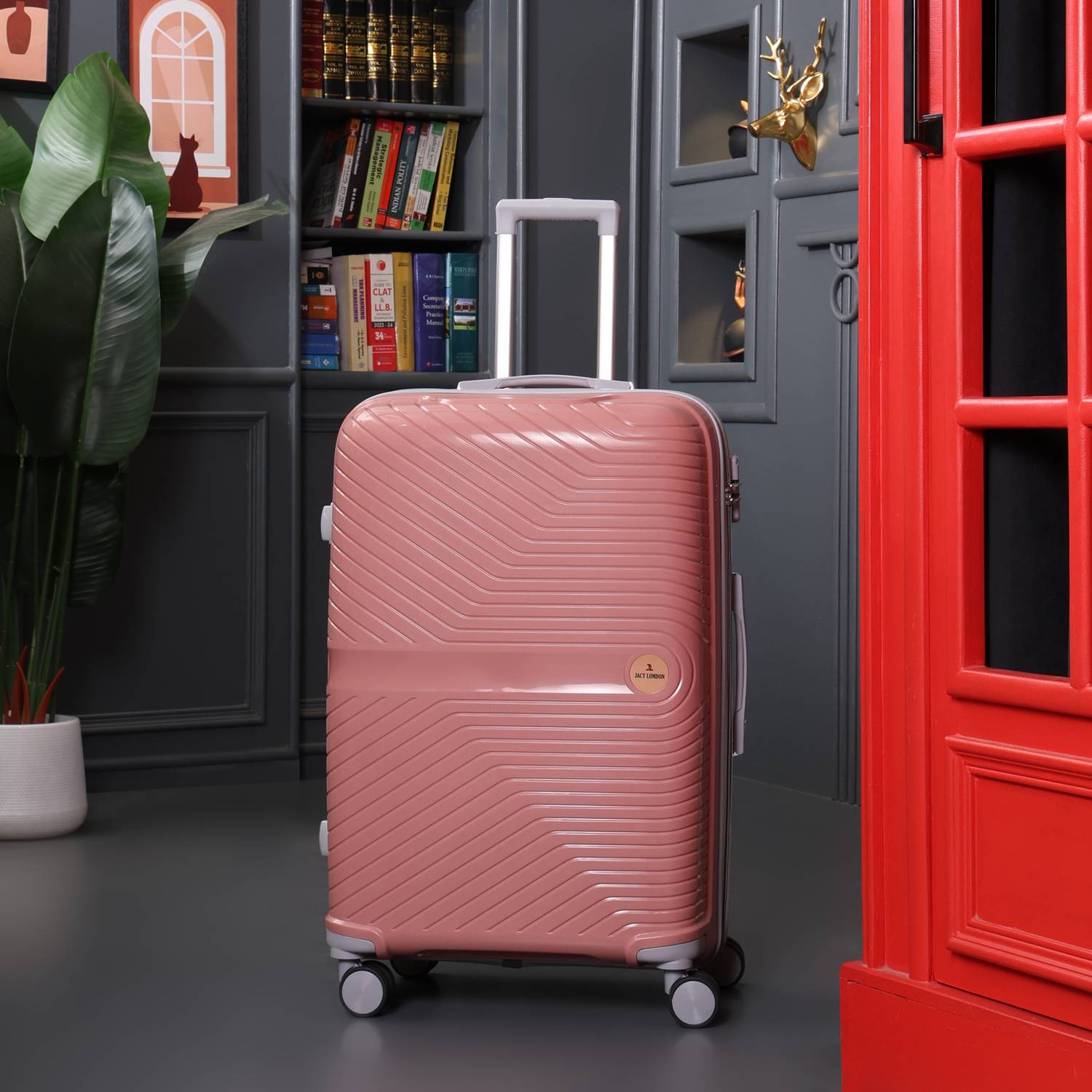 JACY LONDON Hard Sided PP 8 Wheel Spinners, Expandable Bag with Combi Lock Check-in Suitcase 8 Wheels - 30 inch