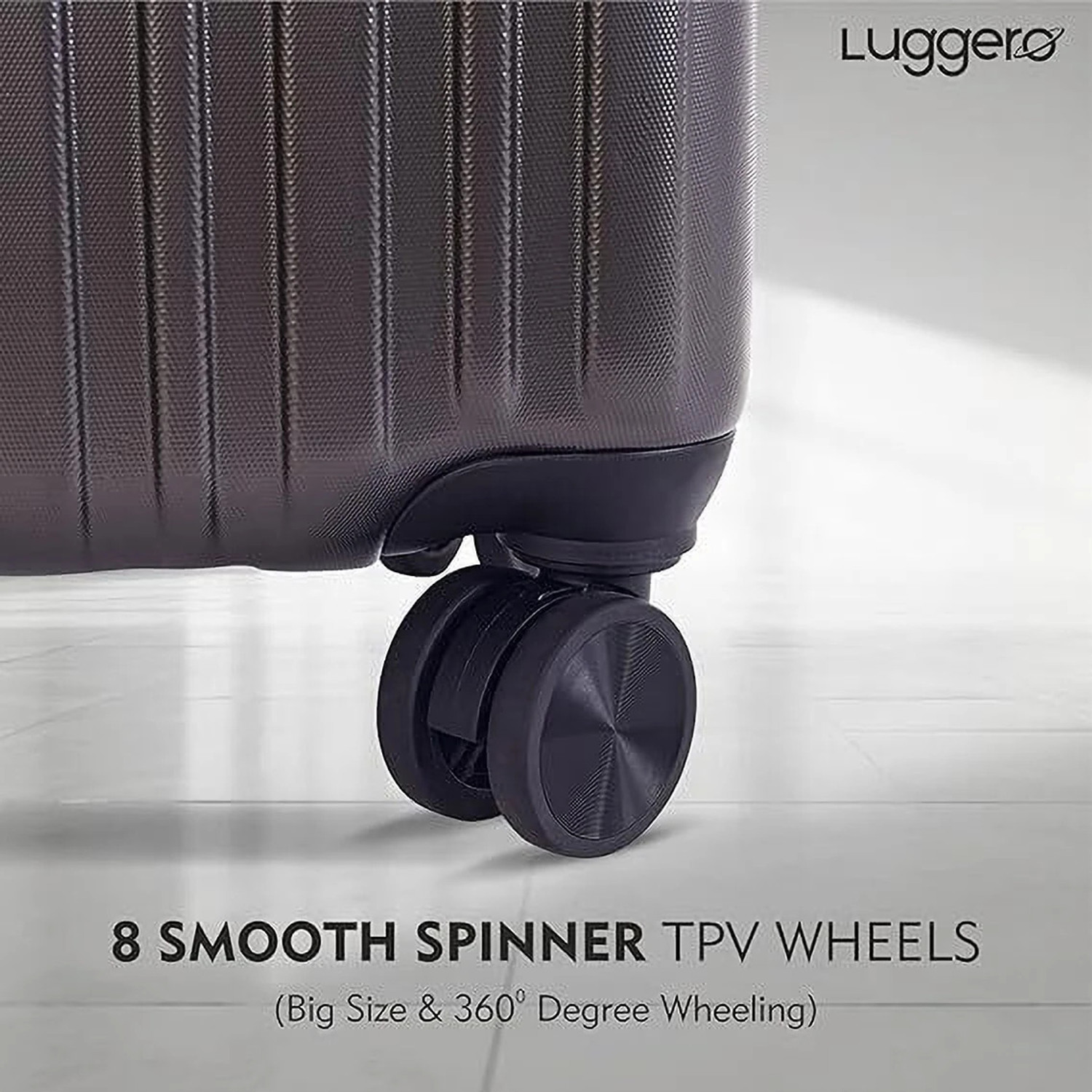 Image of Luggero CLASSIC Light-Weight & Durable Polycarbonate DARK GREY Hard Luggage Cabin & Check-in Set 8 Wheels - 28 inch