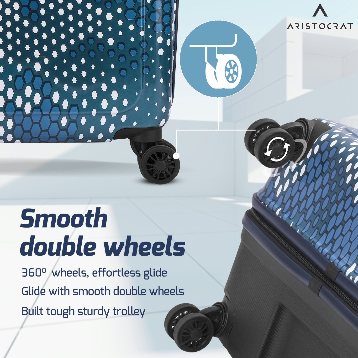 Image of ARISTOCRAT Combat Set of 3 Trolley Bag 53.5,63.5 & 73.2cm | Hard Luggage | Combination Lock Cabin & Check-in Set 8 Wheels - 29 Inch