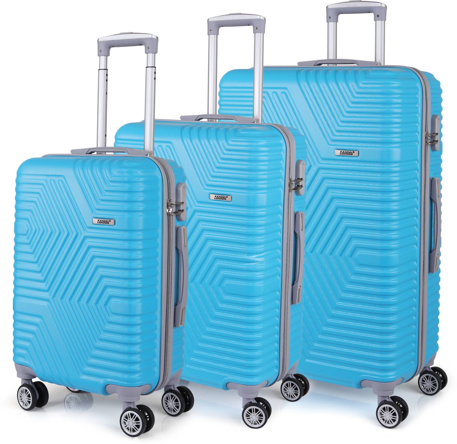 Kandel London Hard Body Polycarbonnate Set of 3 Luggage 4 wheels