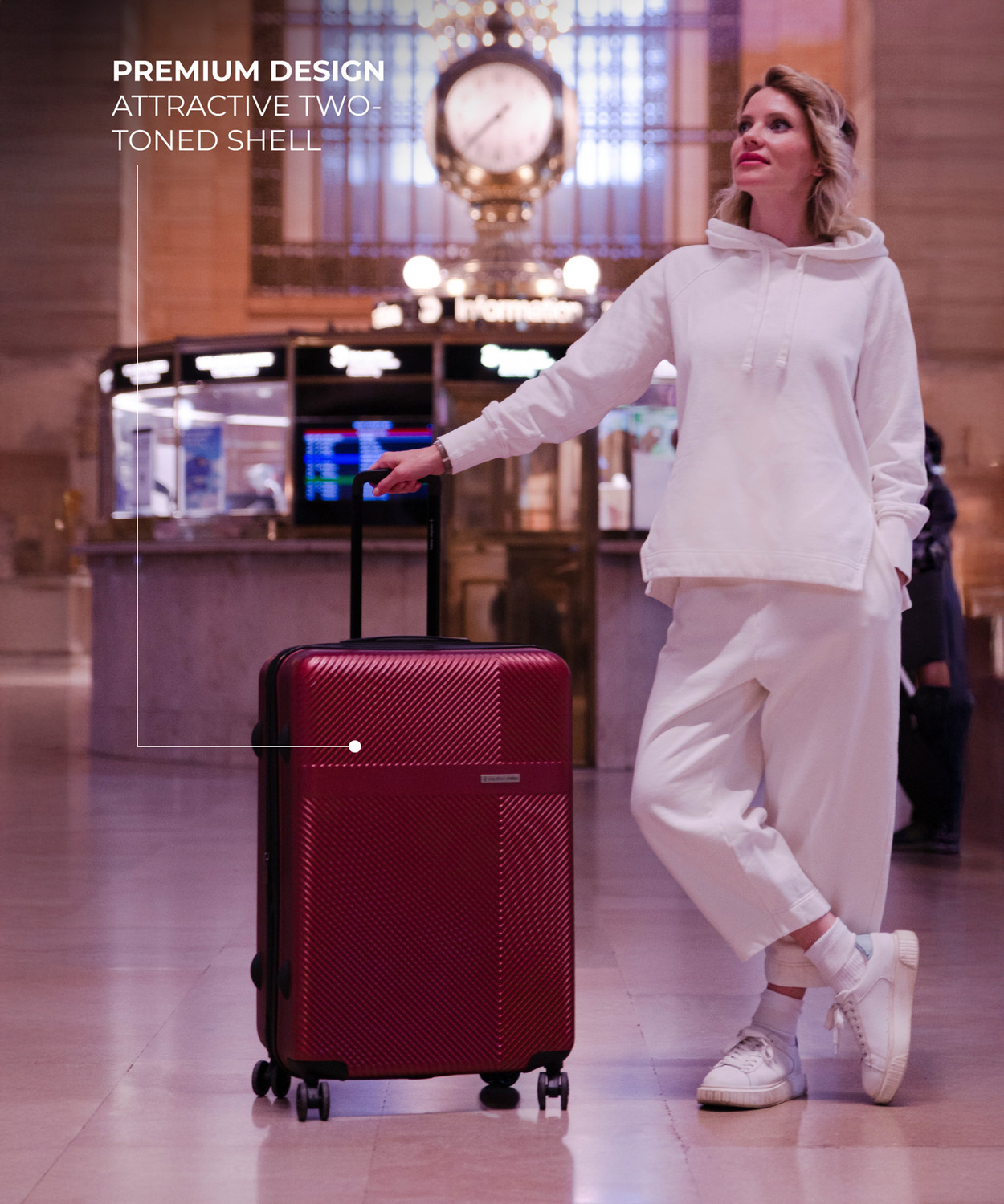 Image of NASHER MILES Fifth Avenue Expander Hard-Side Polycarbonate Check-in Luggage Bag Maroon 28 Inch | 75CM Trolley Bag Expandable Check-in Suitcase 4 Wheels - 28 inch