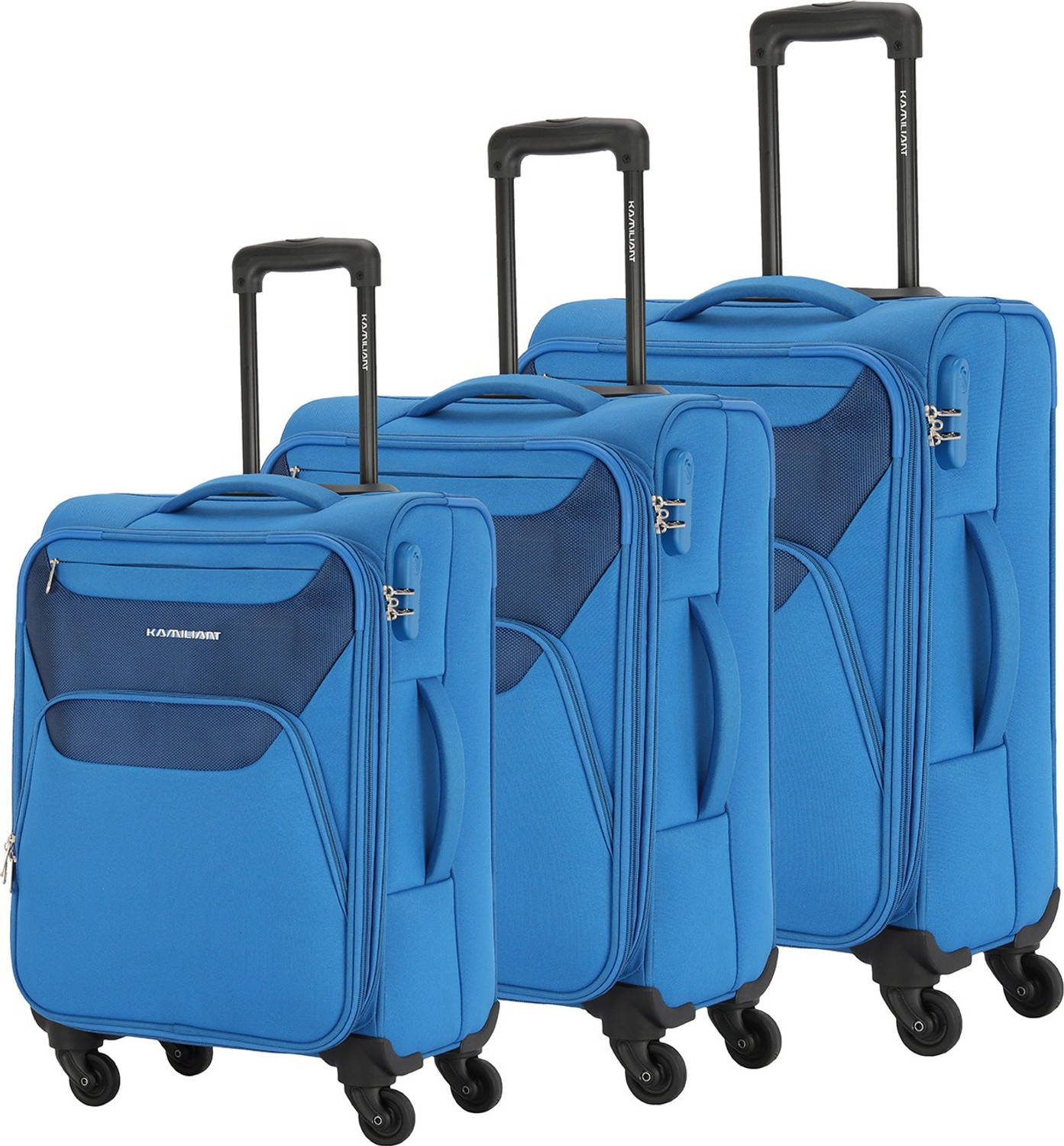 Image of Kamiliant by American Tourister BALI SPINNER Set of 3 (Small 56 cm | Medium 69 cm | Large 79 cm) BLUE Expandable Cabin & Check-in Set 4 Wheels - 32 INCH