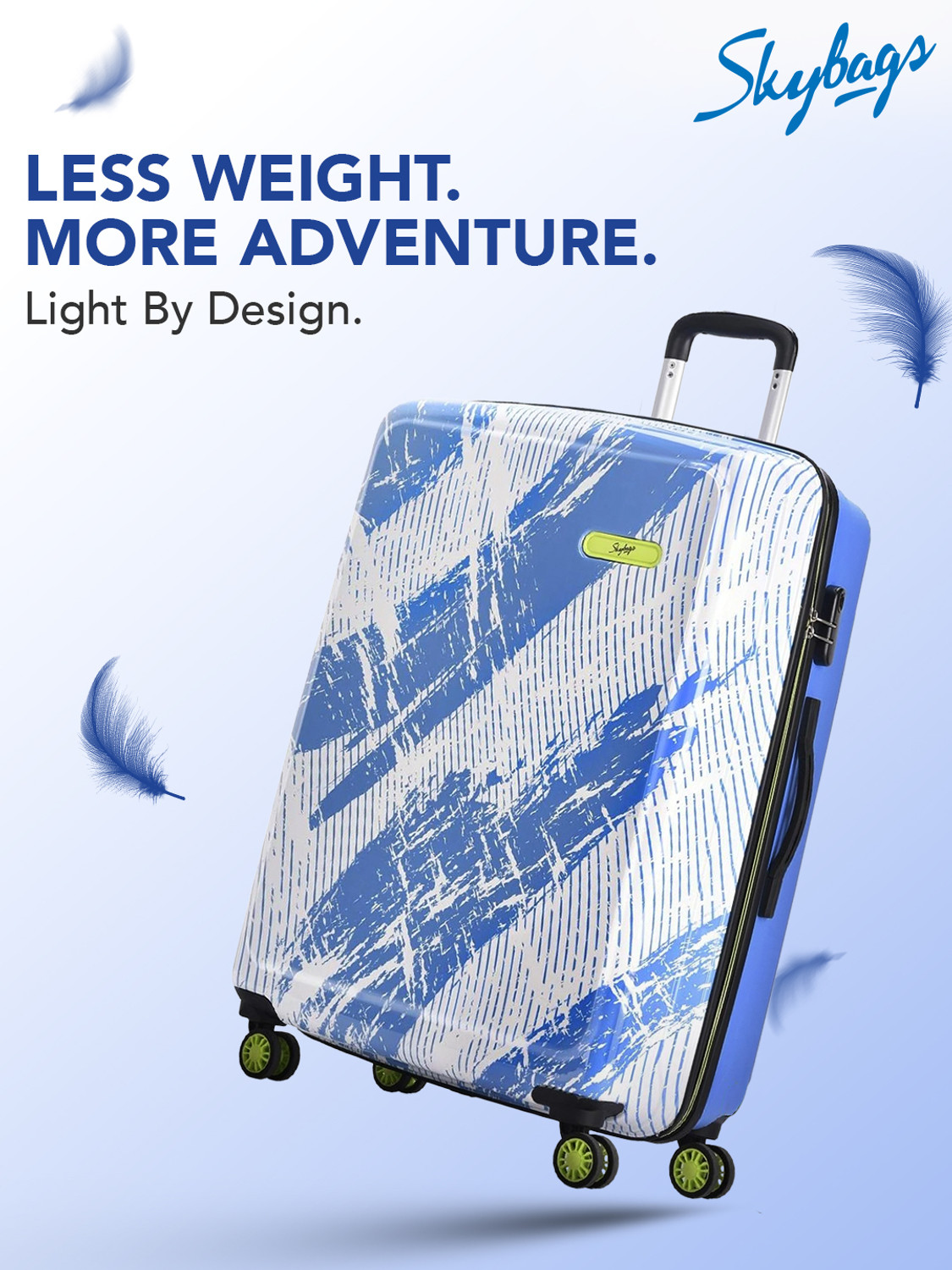 Image of SKYBAGS Stroke Neo Printed Hard Side Trolley Bag Lightweight, Stylish Travel Luggage Check-in Suitcase 8 Wheels - 30 Inch