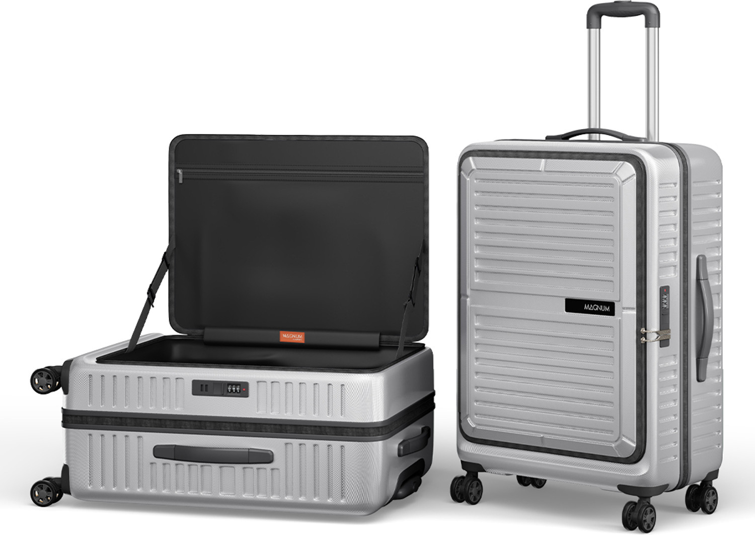 Image of Safari THERON 66 4W SILVER Check-in Suitcase 8 Wheels - 25 Inches