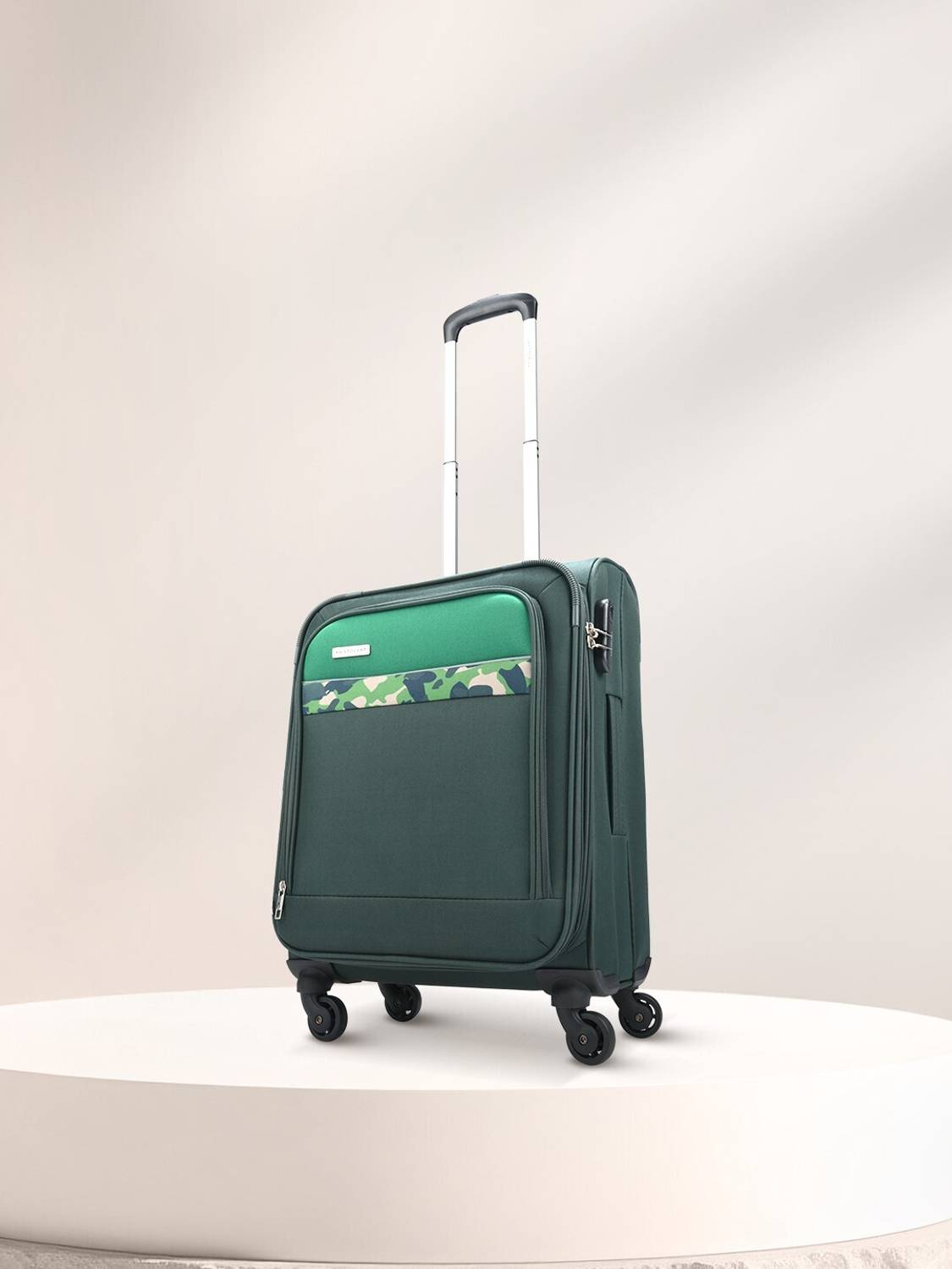 ARISTOCRAT Commander Soft Body 57L Trolley Travel Luggage with Combination Lock Expandable Cabin Suitcase 4 Wheels - 22 Inch