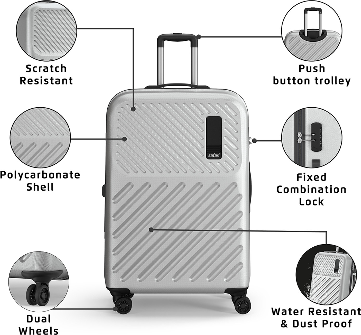 Image of SAFARI Large Check-in Suitcase (76 cm) 8 Wheels - ZODIAC 76 - Silver