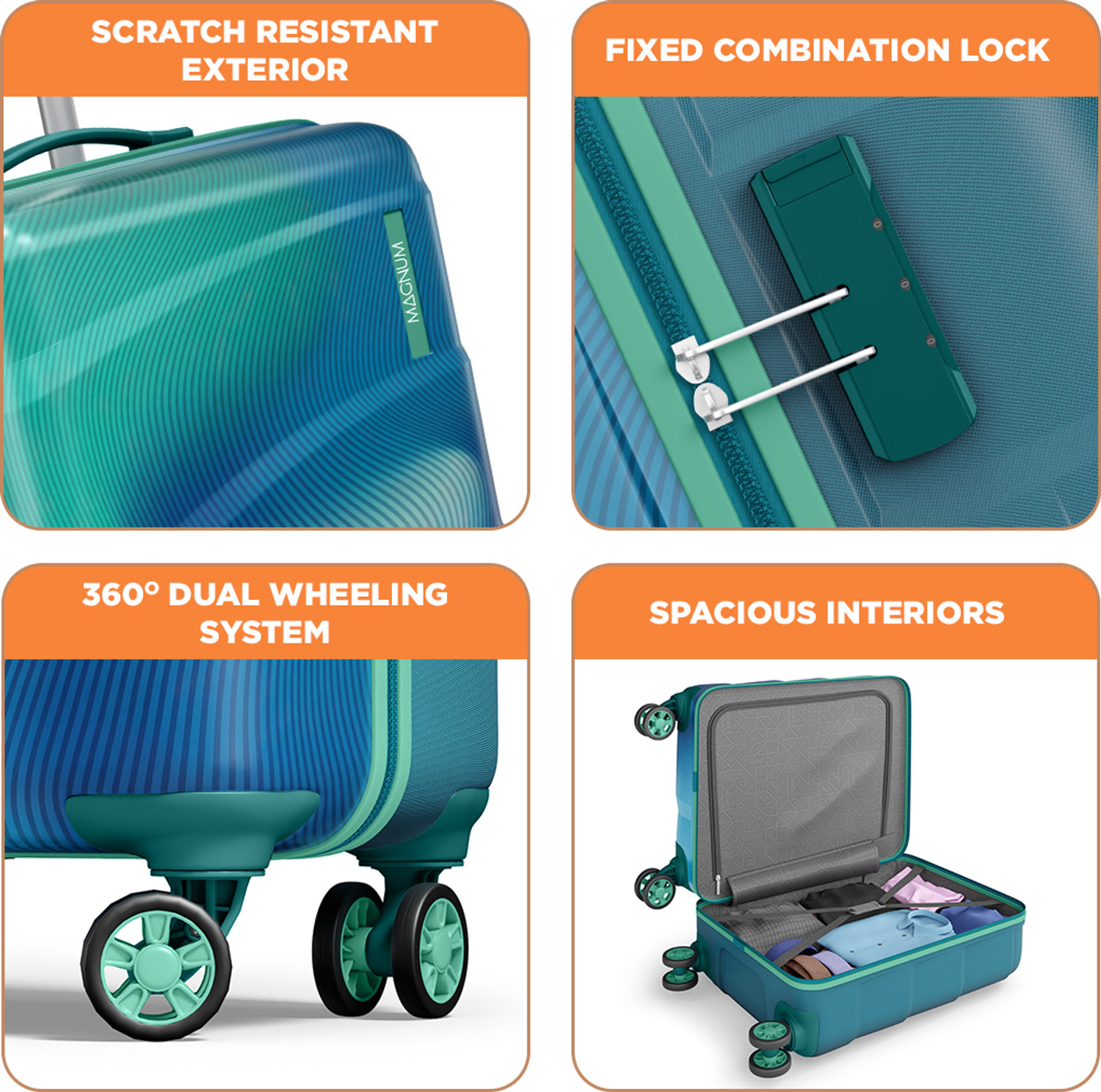 Image of Magnum by Safari Small Cabin Suitcase (55 cm) 8 Wheels - NEXIS 55 4W TEAL - Teal