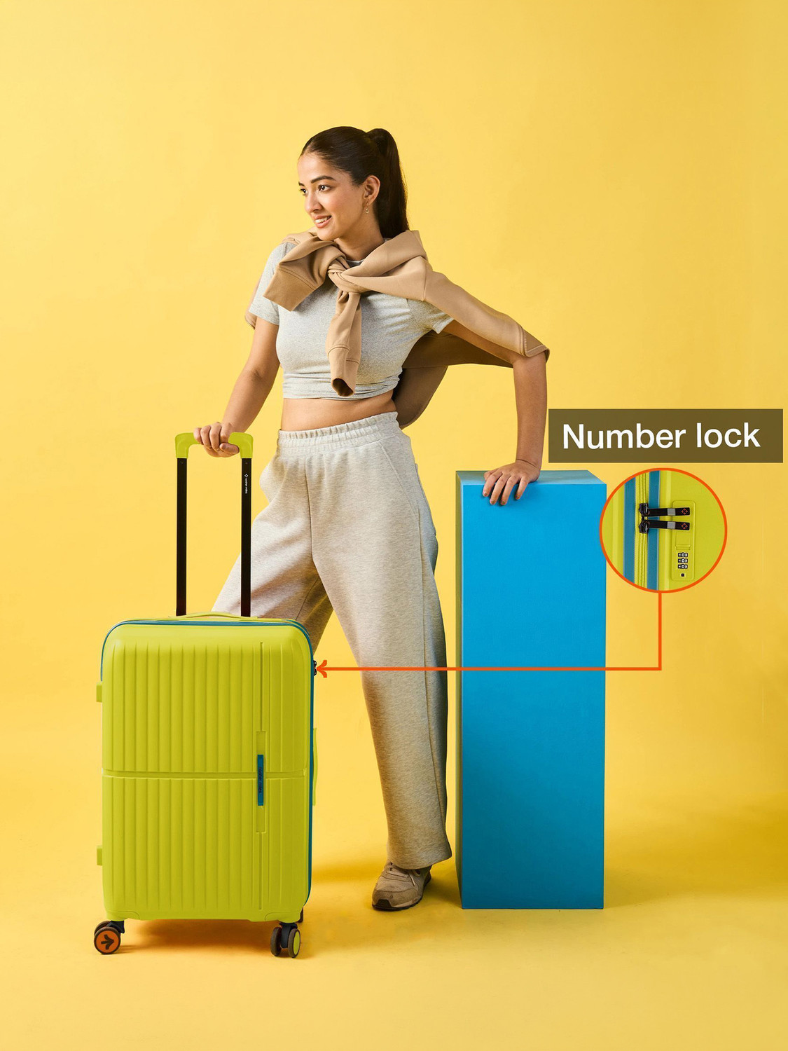 Image of NASHER MILES Springfield Hard-Sided Polypropylene Luggage Green 65cm Trolley Bag Check-in Suitcase 8 Wheels - 24 inch