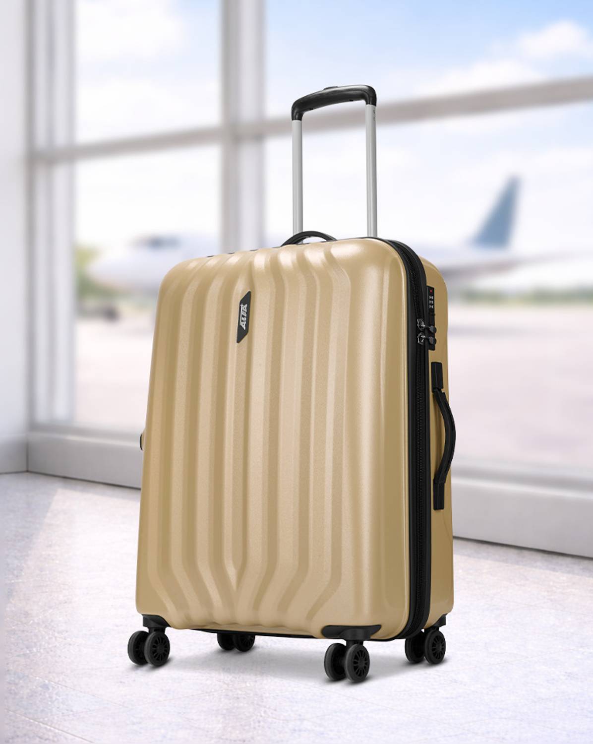 ALFA Rock Solid Check-in Trolley Bag | Medium Hard Luggage with Combination Lock Check-in Suitcase 8 Wheels - 26 Inch