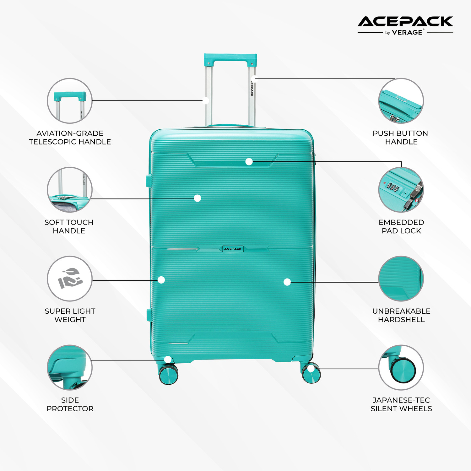 Image of ACEPACK Columbia Cabin & Check-in Set 8 Wheels - 28 Inch