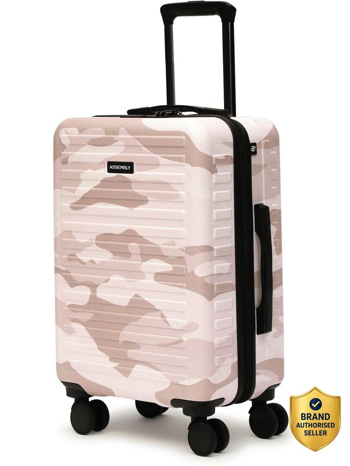 Assembly Premium Hardsided Printed Luggage - Trolley Bag with TSA Lock - Camo (Peach) Cabin Suitcase 8 Wheels - 20 inch