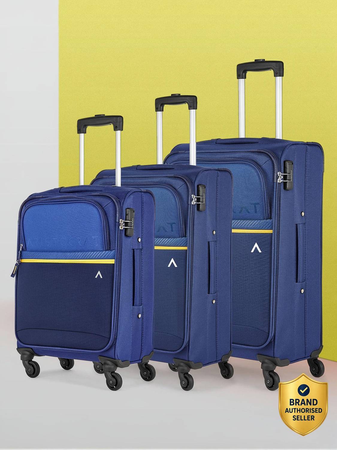 ARISTOCRAT Brezza Set of 3 (Small 59cm | Medium 68cm | Large 78cm)- Trolley Bag Cabin & Check-in Set 4 Wheels - 31 inch