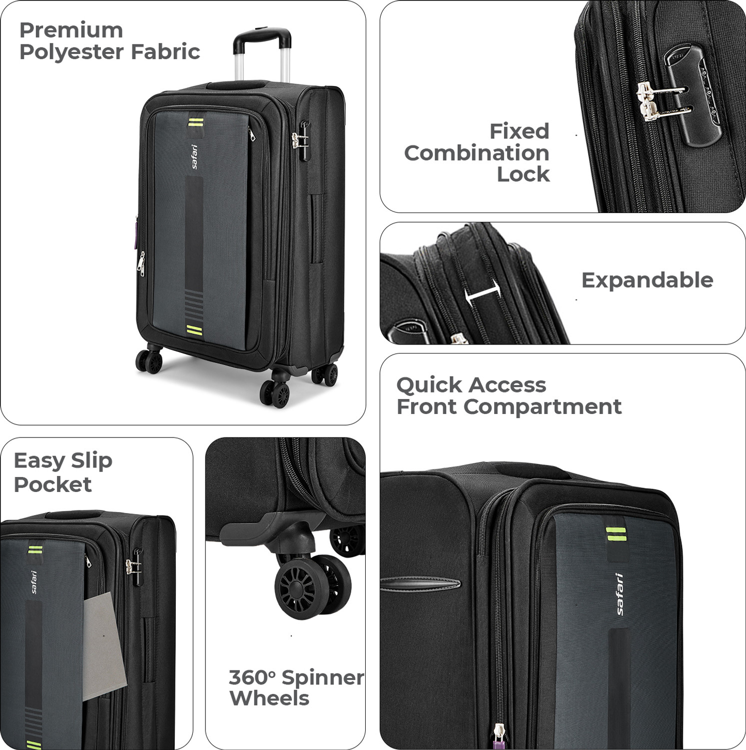 Image of SAFARI GAMMA NEO 65 4W BLACK Expandable Check-in Suitcase 4 Wheels - 26 Inches