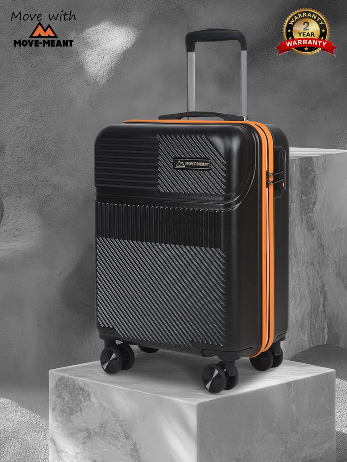 MOVE-MEANT VoyageWare Number Lock Poly Carbonate 360 Degree Wheels Travel Trolley Bag Cabin Suitcase 8 Wheels - 20 inch