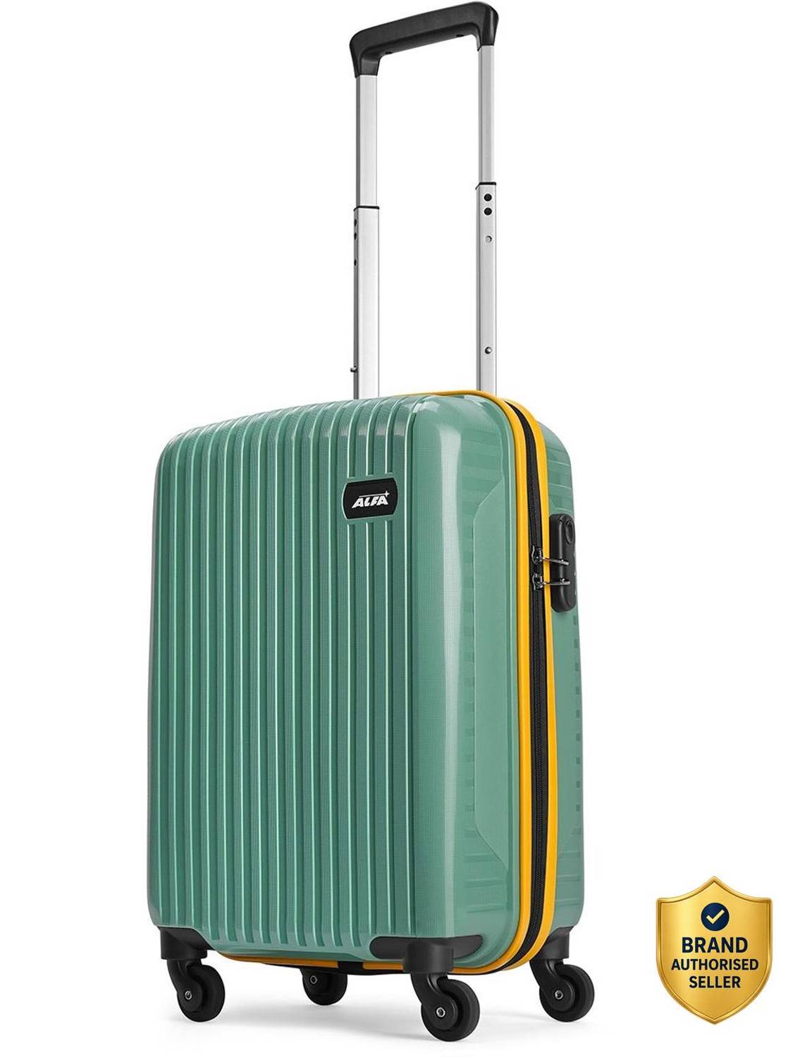 ALFA by VIP Excel Polypropylene | Trolley Bag With Combination Lock Cabin Suitcase 8 Wheels - 21 Inch