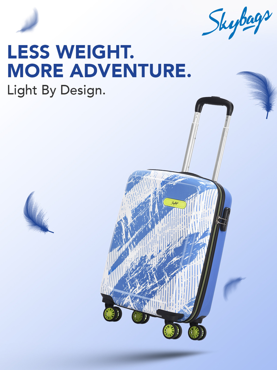 Image of SKYBAGS Stroke Neo Printed Hard Side Trolley Bag Lightweight, Stylish Travel Luggage Cabin Suitcase 8 Wheels - 22 Inch