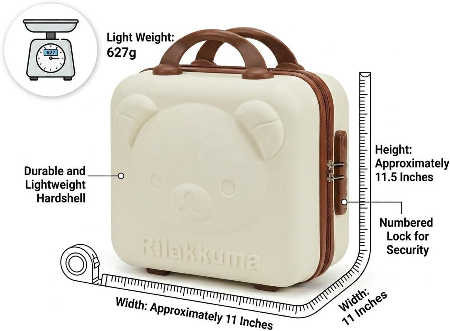 Image of FLIPXEN Teddy Bear Vanity Case for Women Hard Shell Makeup Travel Organizer Bag Cabin Suitcase - 22 inch