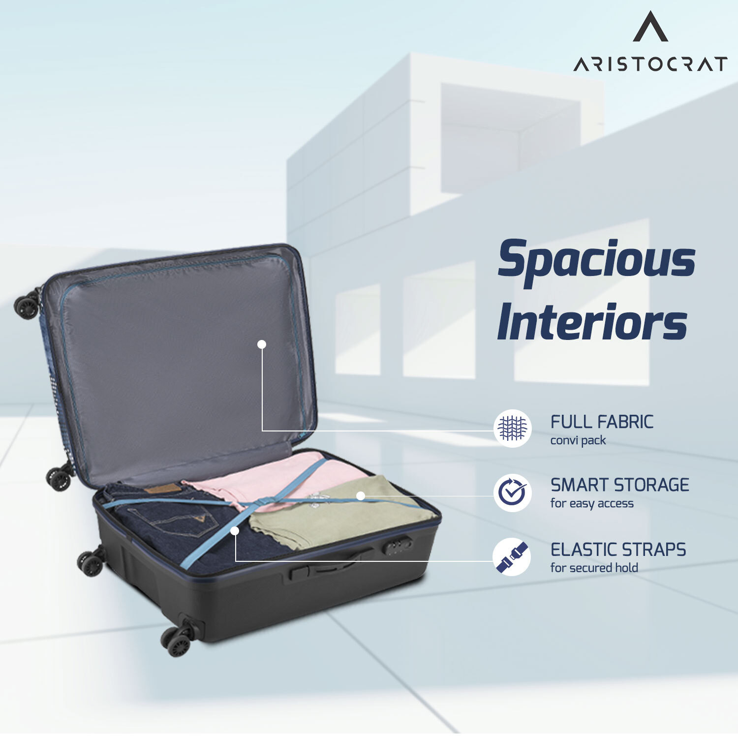 Image of ARISTOCRAT Combat Set of 2 Trolley Bag 53.5cm & 63.5cm | Hard Luggage | Combination Lock Cabin & Check-in Set 8 Wheels - 25 Inch