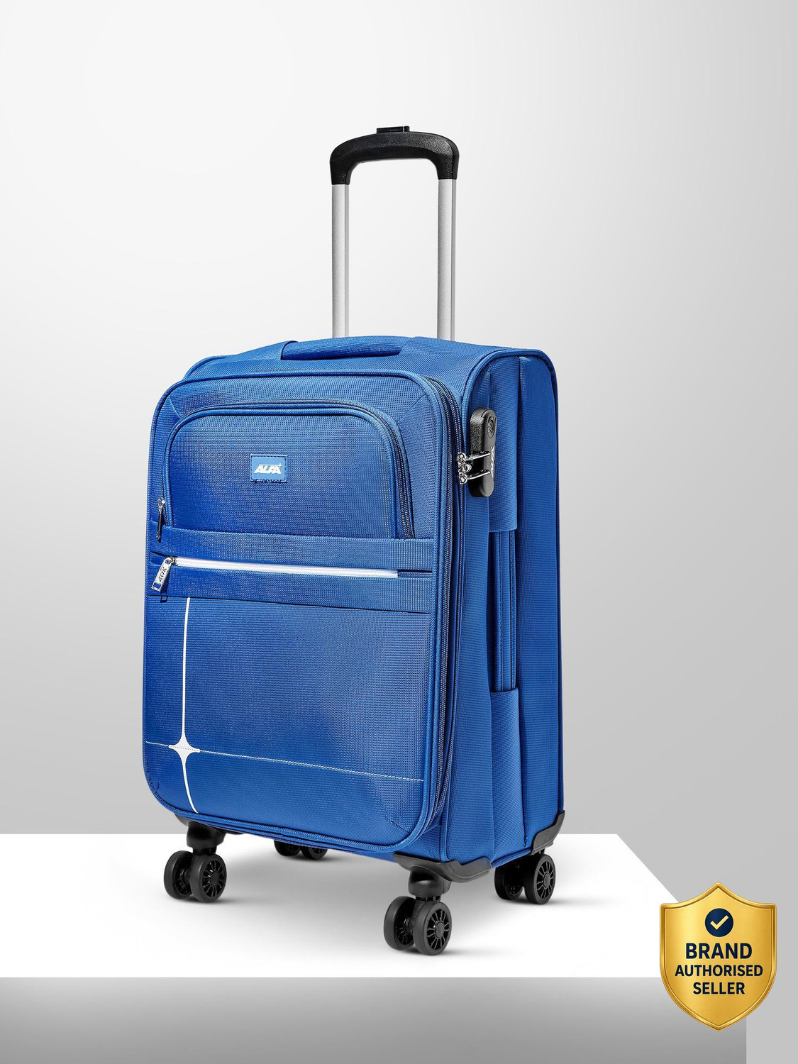 Image of ALFA by VIP Shield Safe Soft Body Luggage | Expandable Trolley Bag With Combination Lock Expandable Cabin Suitcase 8 Wheels - 22 Inch