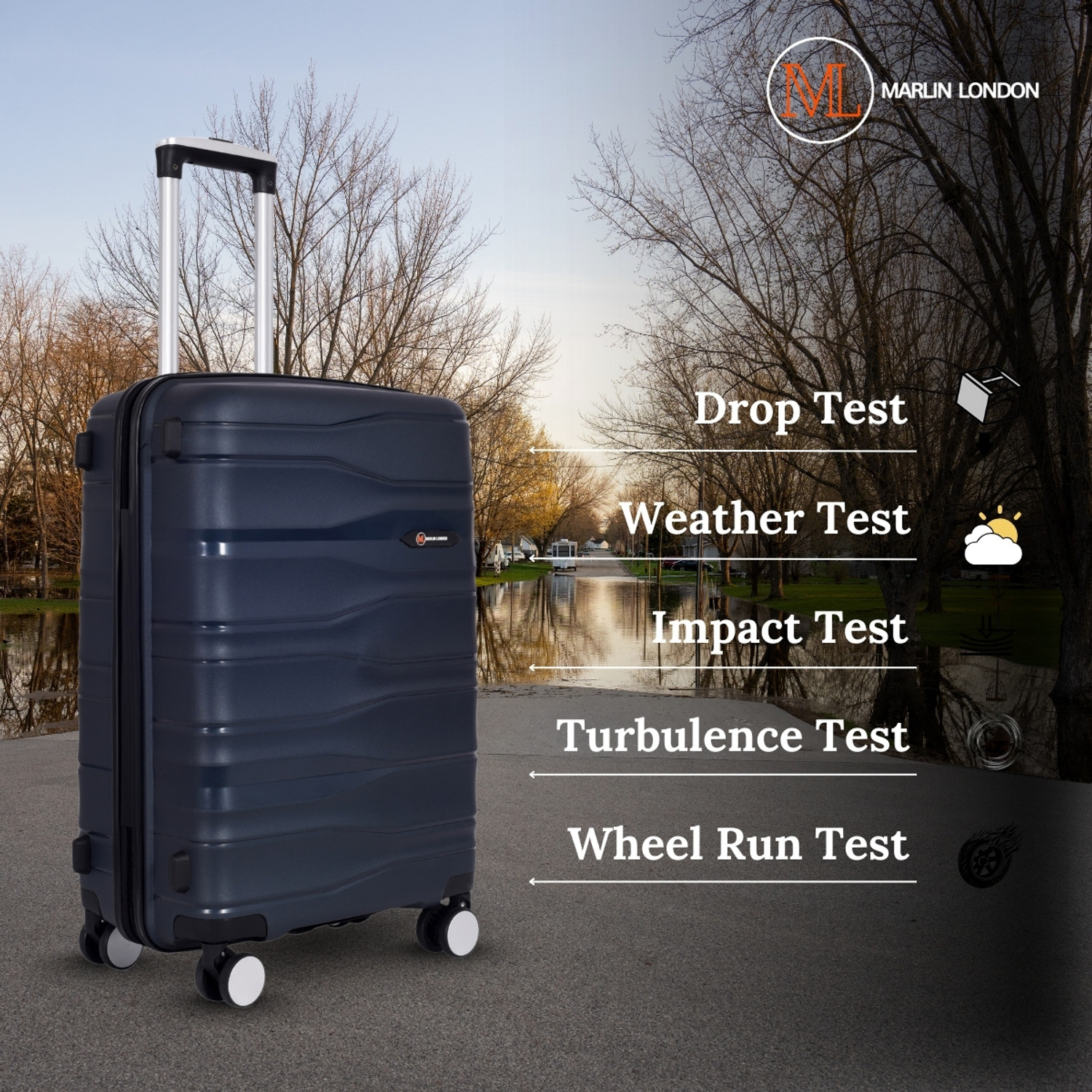 Image of Marlin London UDAAN Light-Weight & Durable Polyproylene Hard Luggage Check-in Suitcase 8 Wheels - 28 inch
