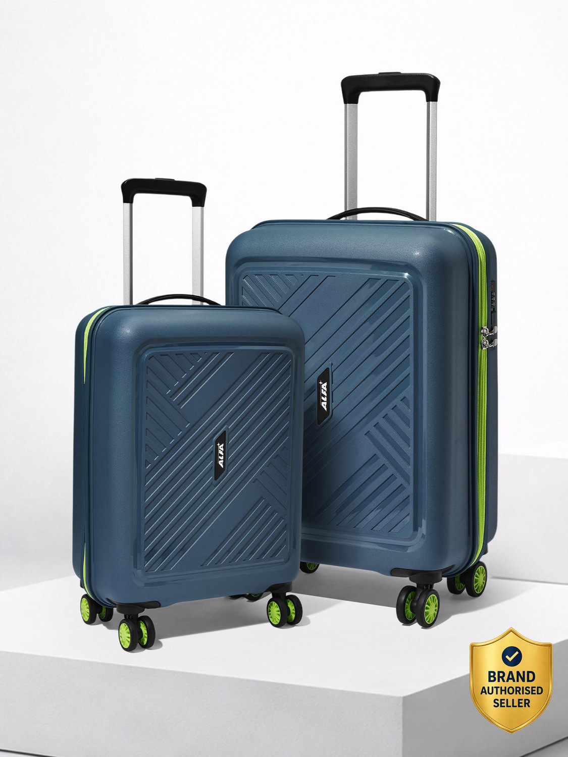 Image of ALFA by VIP Rhino Strong Hard Side Luggage | Trolley Bag With Flushed Combination Lock Cabin & Check-in Set 8 Wheels - 26 Inch