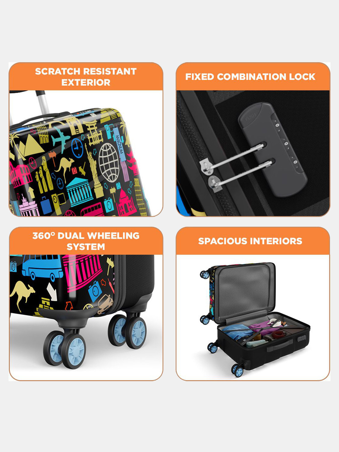 Image of Safari WANDERLUST PLUS 65 4W PRINTED Check-in Suitcase 8 Wheels - 27 Inches