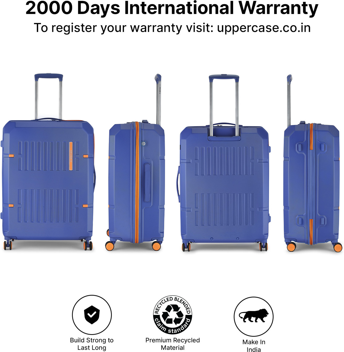 Image of Uppercase Hexa Solid Cobalt 134.5L Large Hard Sided Trolley Bag With TSA Lock Check-in Suitcase 8 Wheels - 30 inch