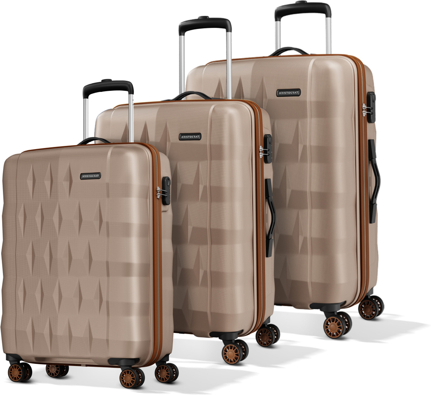 Image of ARISTOCRAT Comet Set of 3 Trolley Bag | S+M+L | Hard Luggage with Combination Lock Cabin & Check-in Set 8 Wheels - 30 Inch