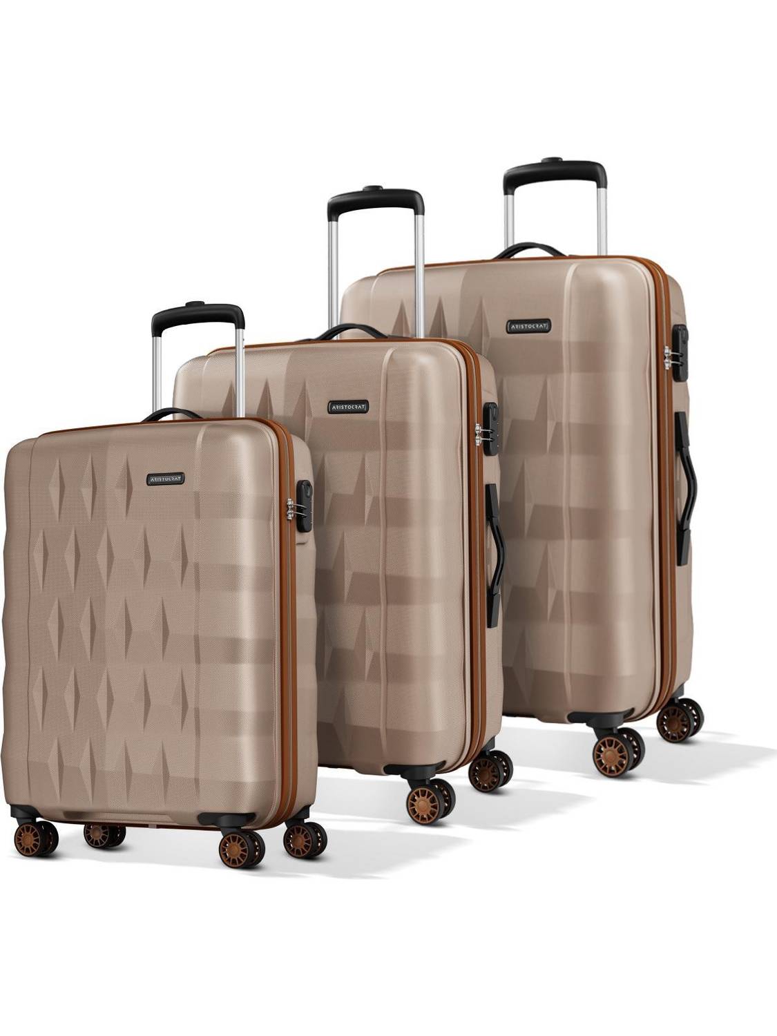 ARISTOCRAT Comet of 3 Trolley Bag | S+M+L | Hard Luggage with Combination Lock Cabin & Check-in Set 8 Wheels - 30 Inch