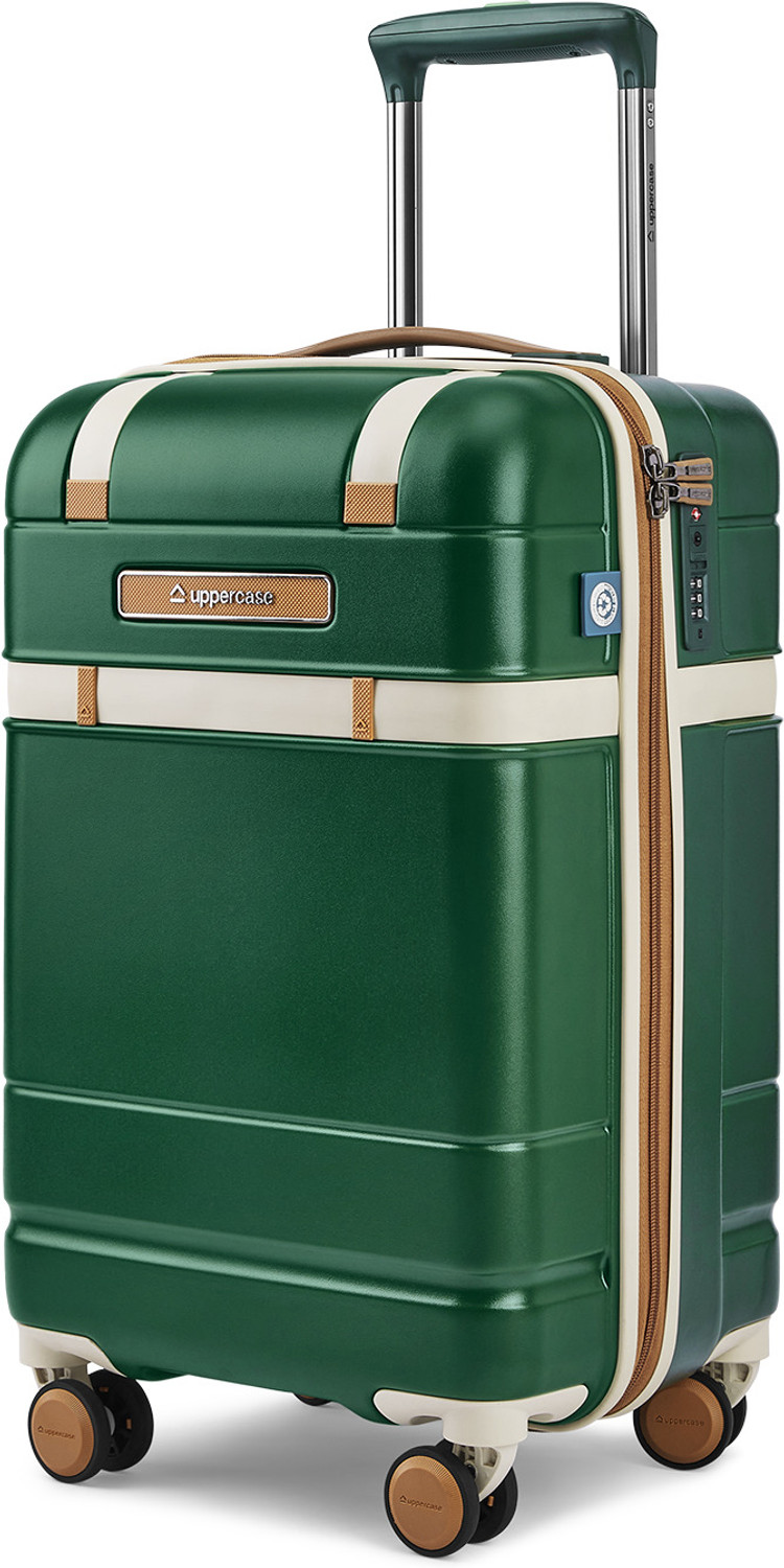 Image of Uppercase Chester Cabin Court Green Hard Luggage with Organized Interior & Dual Wheels Expandable Cabin Suitcase 8 Wheels - 23 inch
