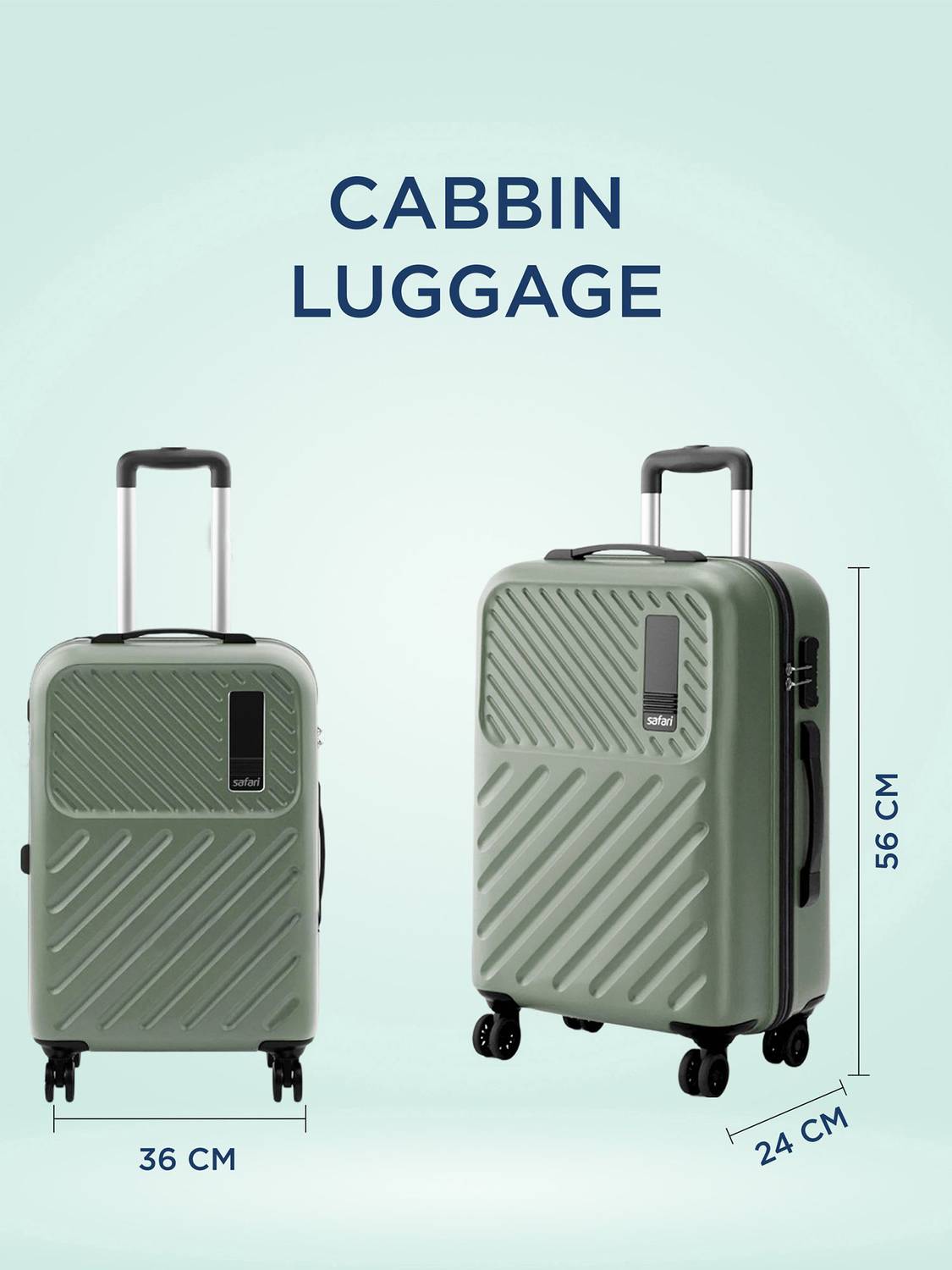 SAFARI ZODIAC 56 Cabin Suitcase 8 Wheels - 22 inch THYME GREEN
