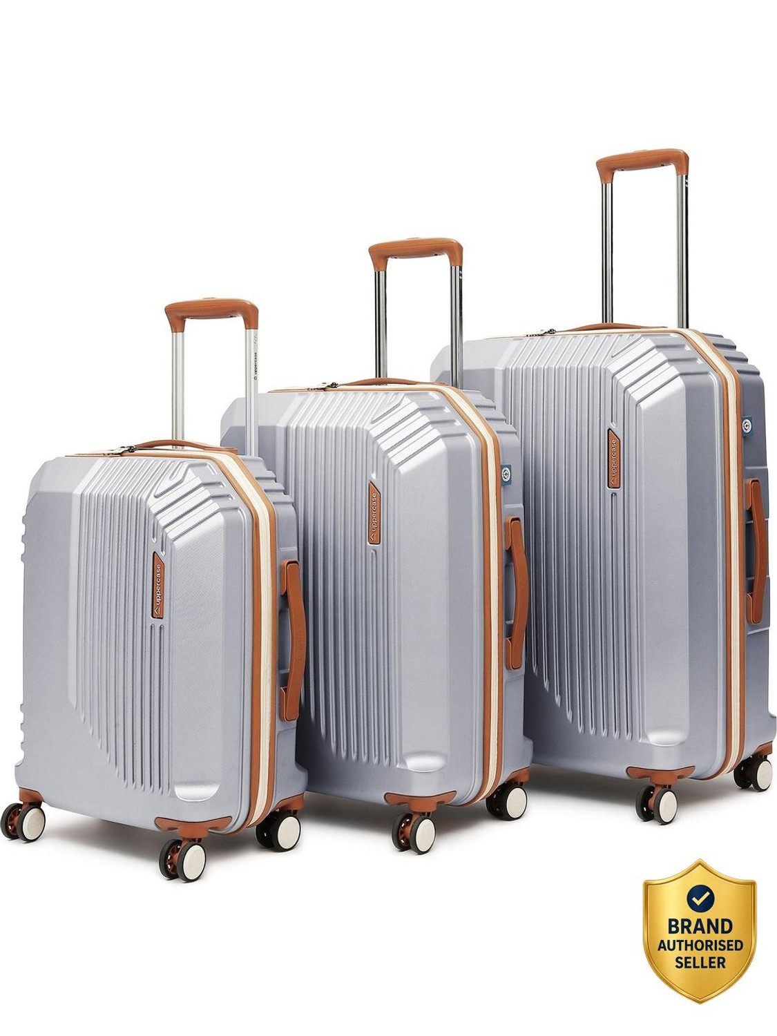 Image of Uppercase Vector Set of 3 (S+M+L) Trolley Bag 8 Wheel Luggage TSA Lock Anti-Theft Zippers Cabin & Check-in Set 8 Wheels - 30 inch