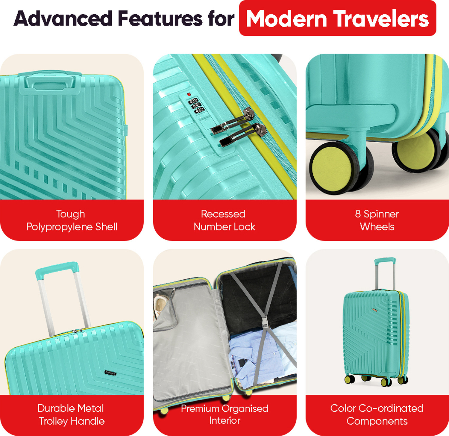 Image of LATTITUDE by Provogue CORE 55 /65 /75 8W AEGEAN BLUE / MEADOW YELLOW Cabin & Check-in Set 8 Wheels - 28 inch