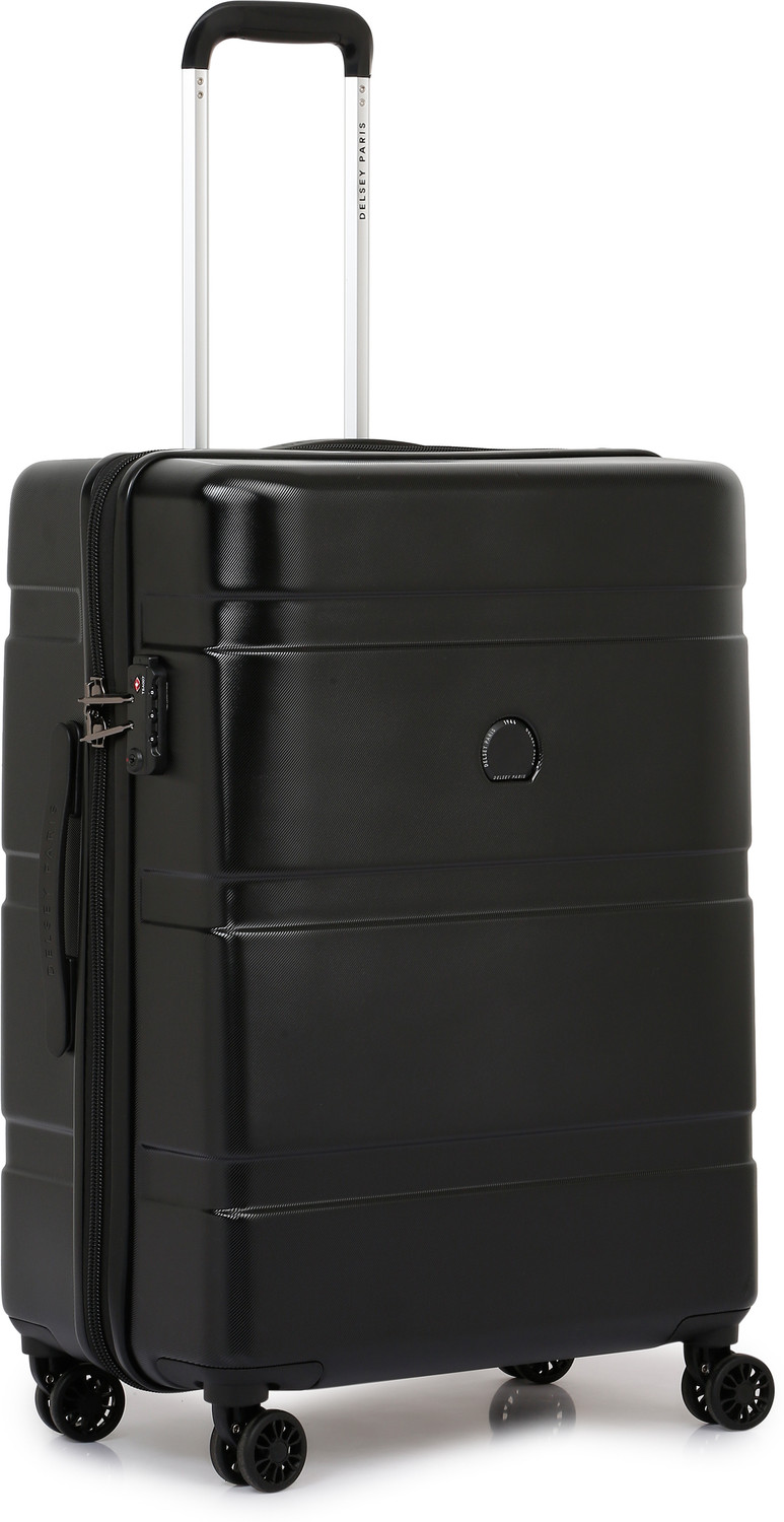 Image of DELSEY PARIS Airship 3.0 Polycarbonate 76 cm 4 Double Wheels Black Hard Luggage Trolley Bag Check-in Suitcase 8 Wheels - 30 Inch