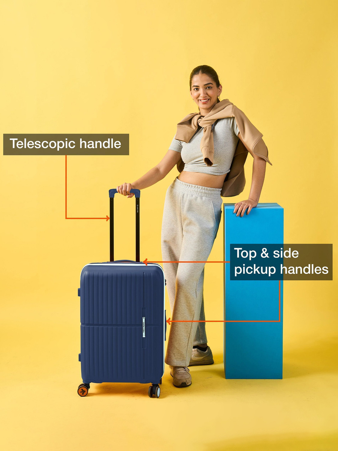 Image of NASHER MILES Springfield HardSide Polypropylene Checkin Luggage 24inch Trolley Bag for Travel Check-in Suitcase 8 Wheels - 24 inch