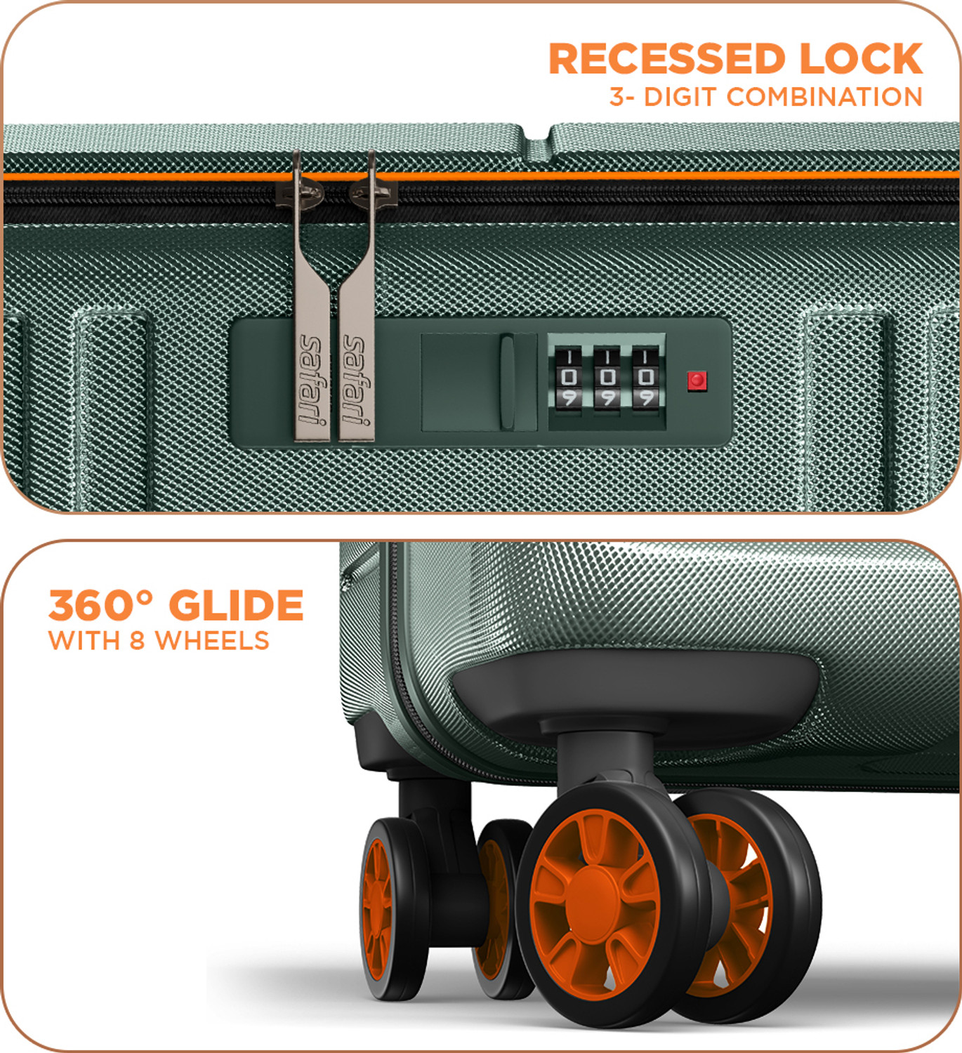 Image of Safari THERON 66 4W DUSK GREEN Check-in Suitcase 8 Wheels - 25 Inches