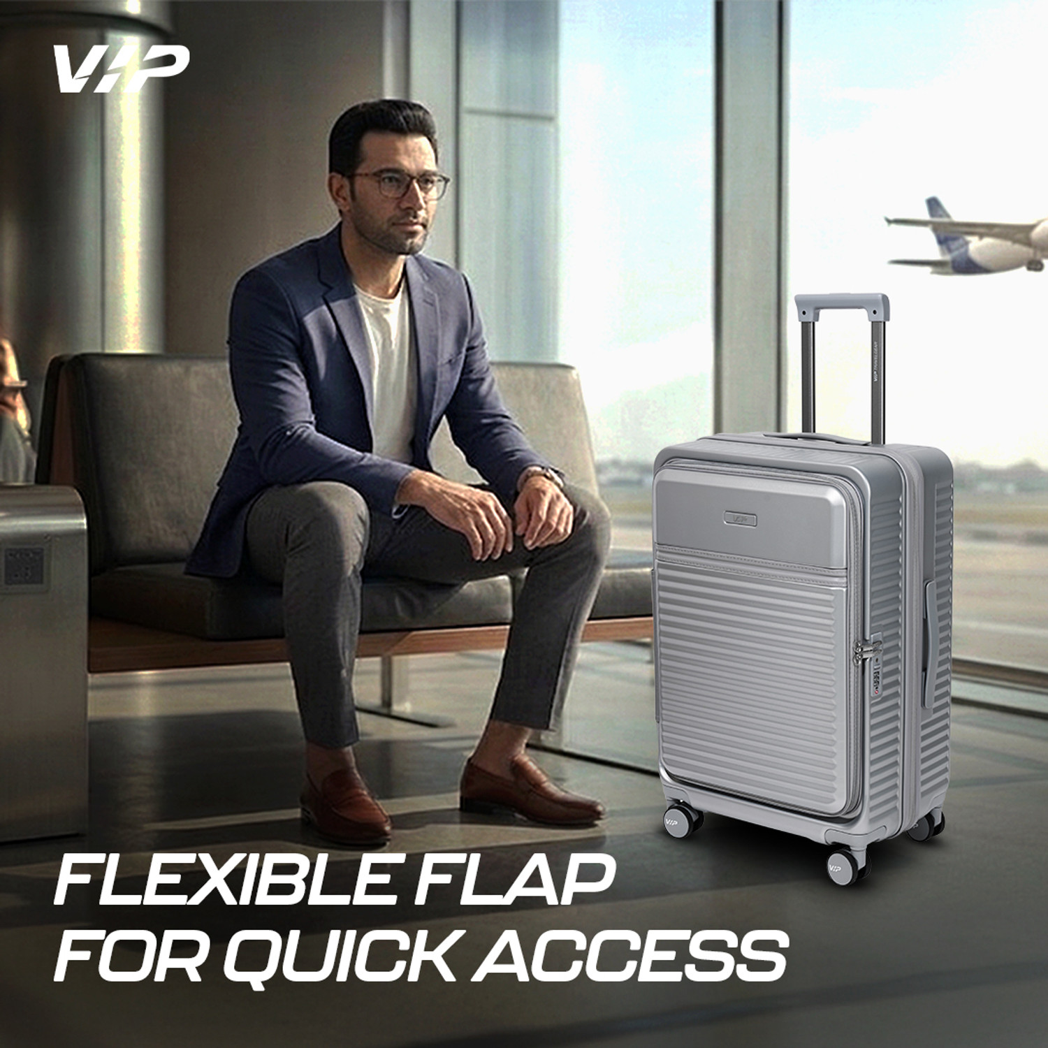 Image of VIP FLEX9010 Expandable Check-in Hard Luggage with 15.6 inch Laptop Compatible Expandable Check-in Suitcase 8 Wheels - 26 Inch