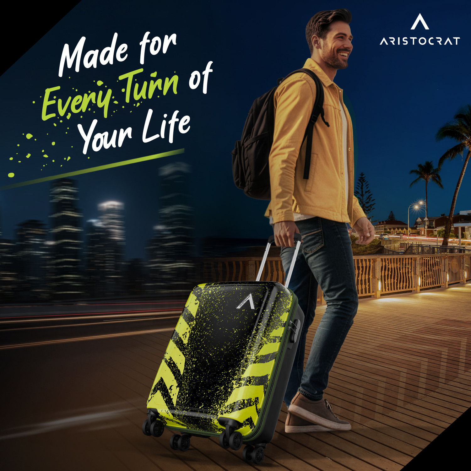 Image of ARISTOCRAT by VIP Crossway Polycarbonate | Trolley Bag With Combination Lock Cabin Suitcase 8 Wheels - 21 Inch