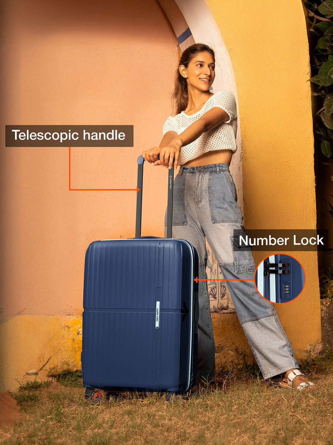 Image of NASHER MILES Springfield Hard-Sided Polypropylene Luggage Set of 2 Trolley Bag for Travel Check-in Suitcase 8 Wheels - 28 inch