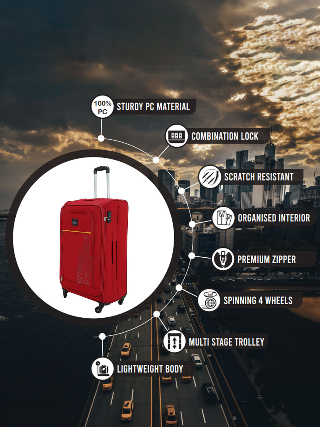 Image of WROGN Popzy Check-in Suitcase 8 Wheels - 30 Inch
