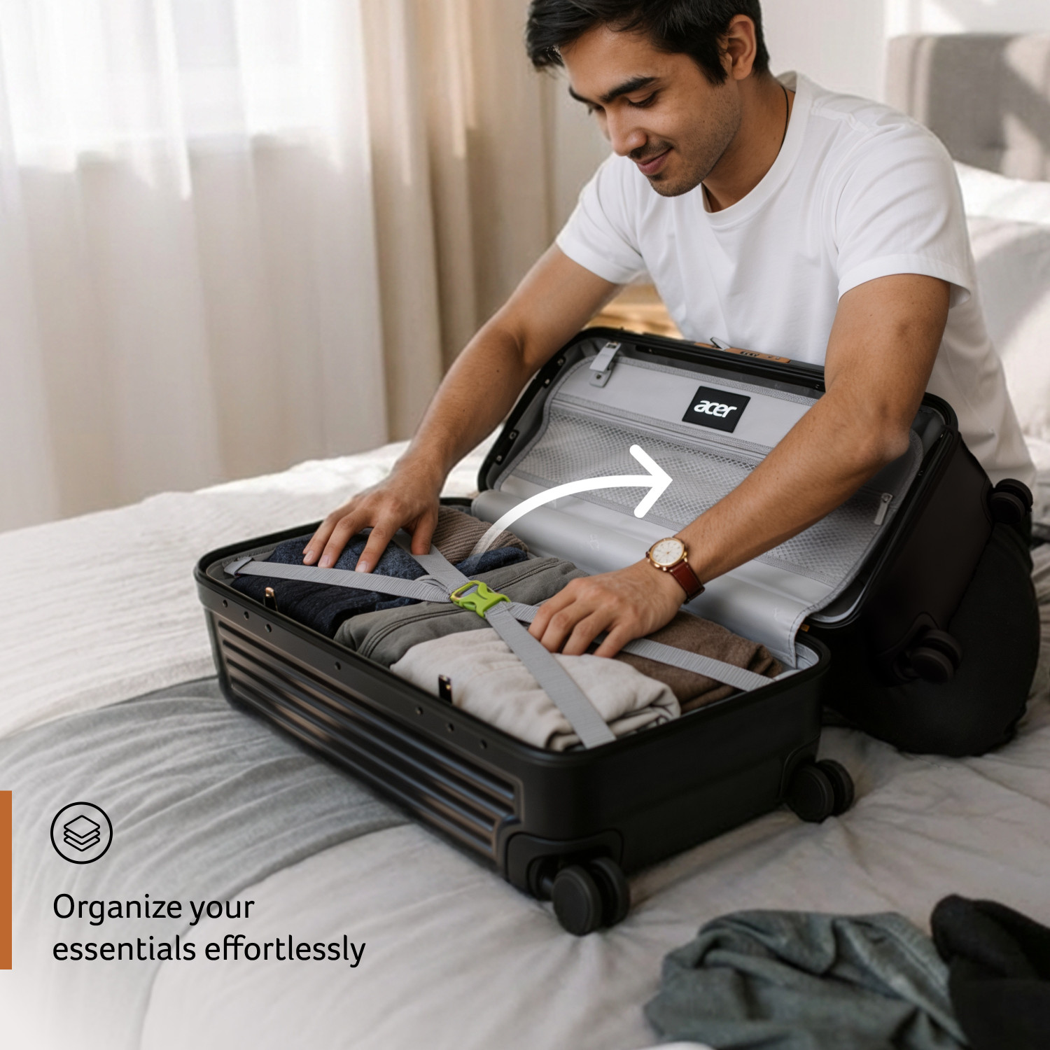 Image of Acer Melbourne Check-in Suitcase 8 Wheels - 24 Inch