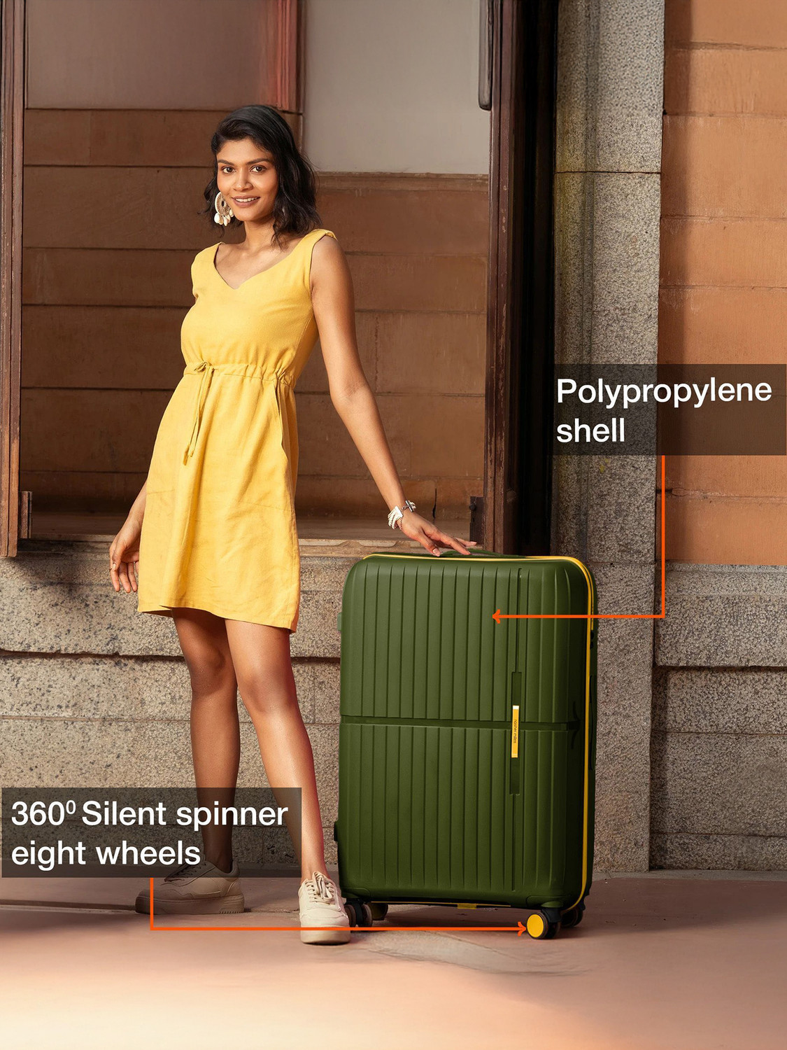 Image of NASHER MILES Springfield Hard-Sided Polypropylene Luggage Set of 2 Trolley Bag for Travel Check-in Suitcase 8 Wheels - 28 inch