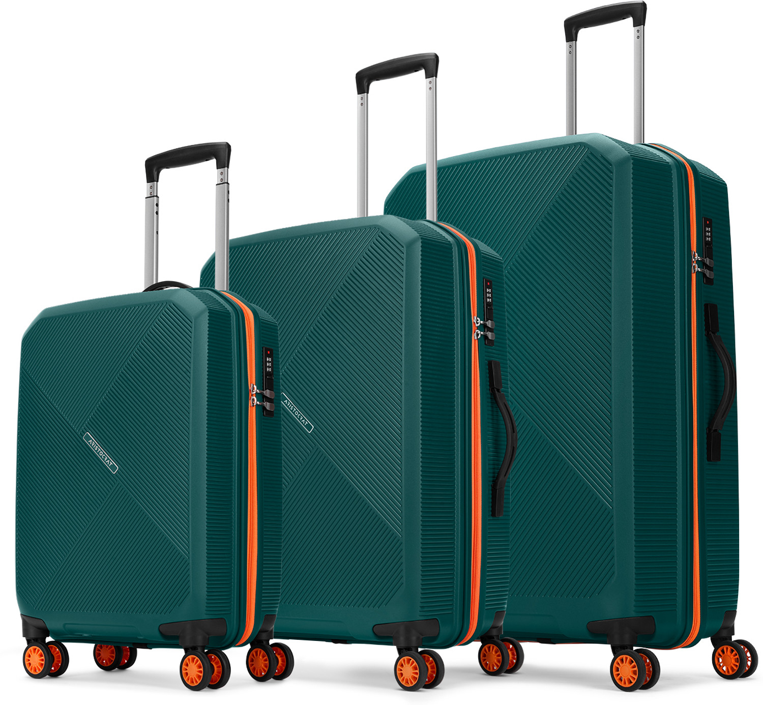 Image of ARISTOCRAT Apex Hard Side Polypropylene Luggage | Trolley Bag with Combination Lock Cabin & Check-in Set 8 Wheels - 31 Inch