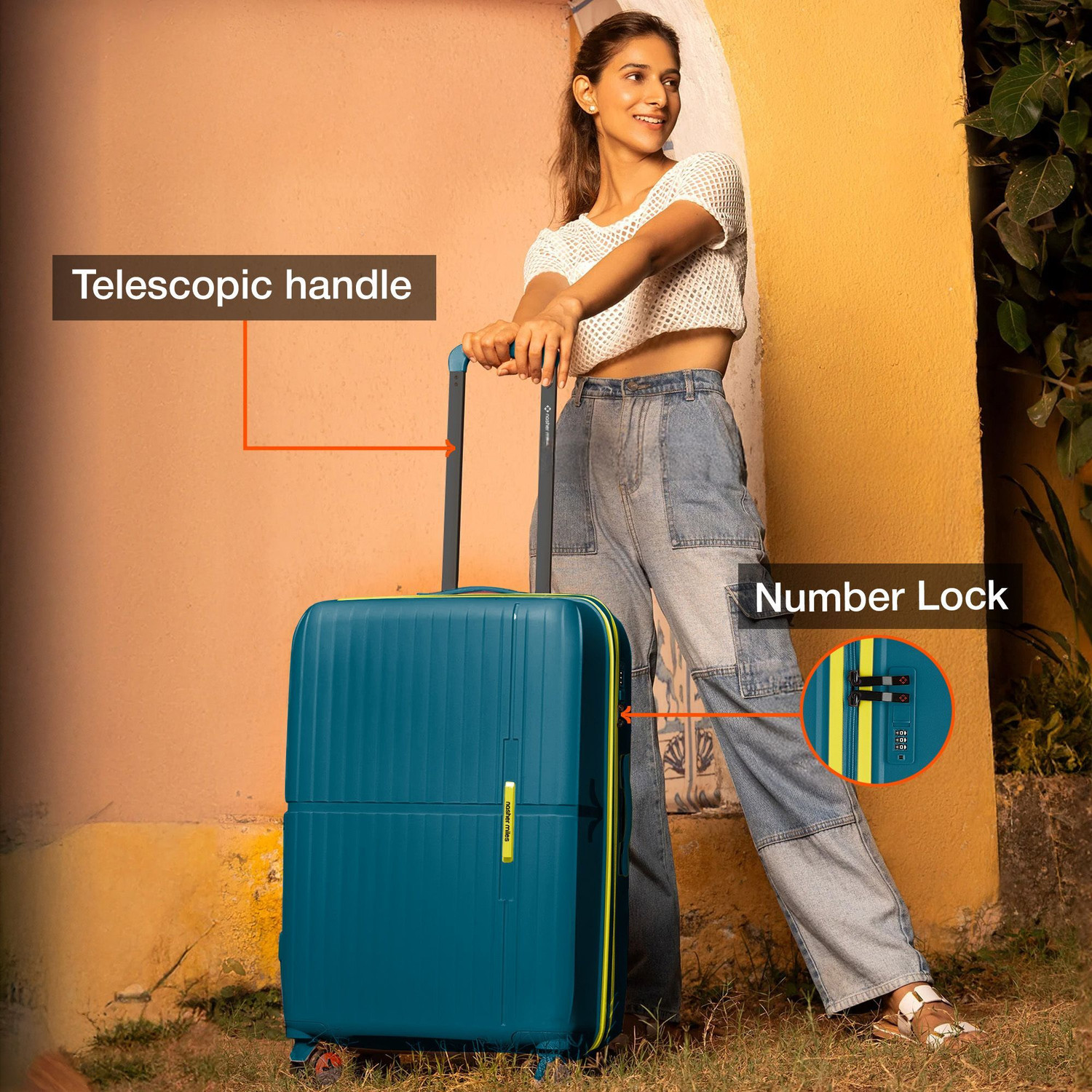 Image of NASHER MILES Springfield Hard-Sided Polypropylene Check-in Luggage Navy Blue 75cm Trolley Bag Check-in Suitcase 8 Wheels - 28 inch
