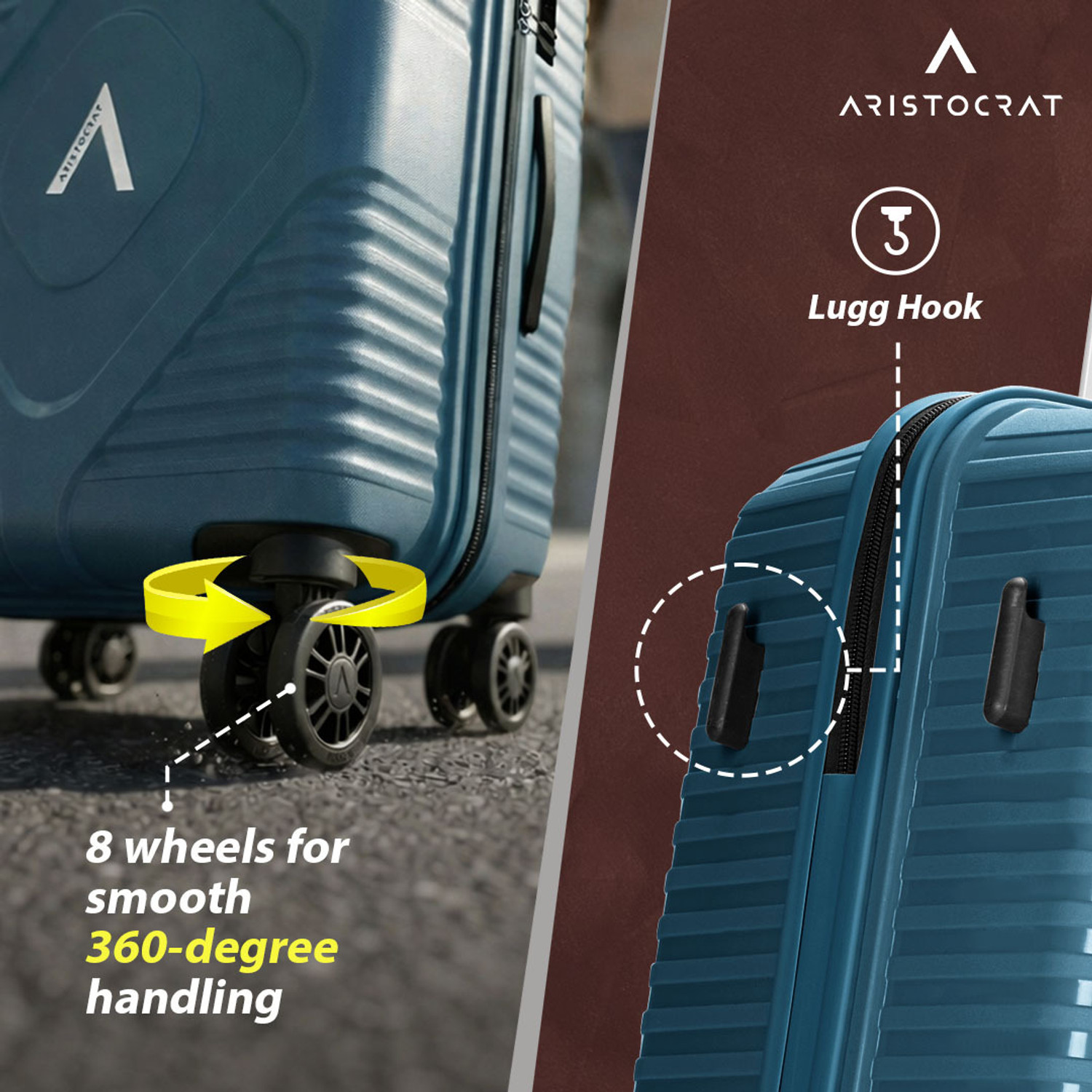 Image of ARISTOCRAT Crystal Check-in Trolley Bag | Medium Hard Luggage with Flushed Combination Lock Check-in Suitcase 8 Wheels - 26 Inch