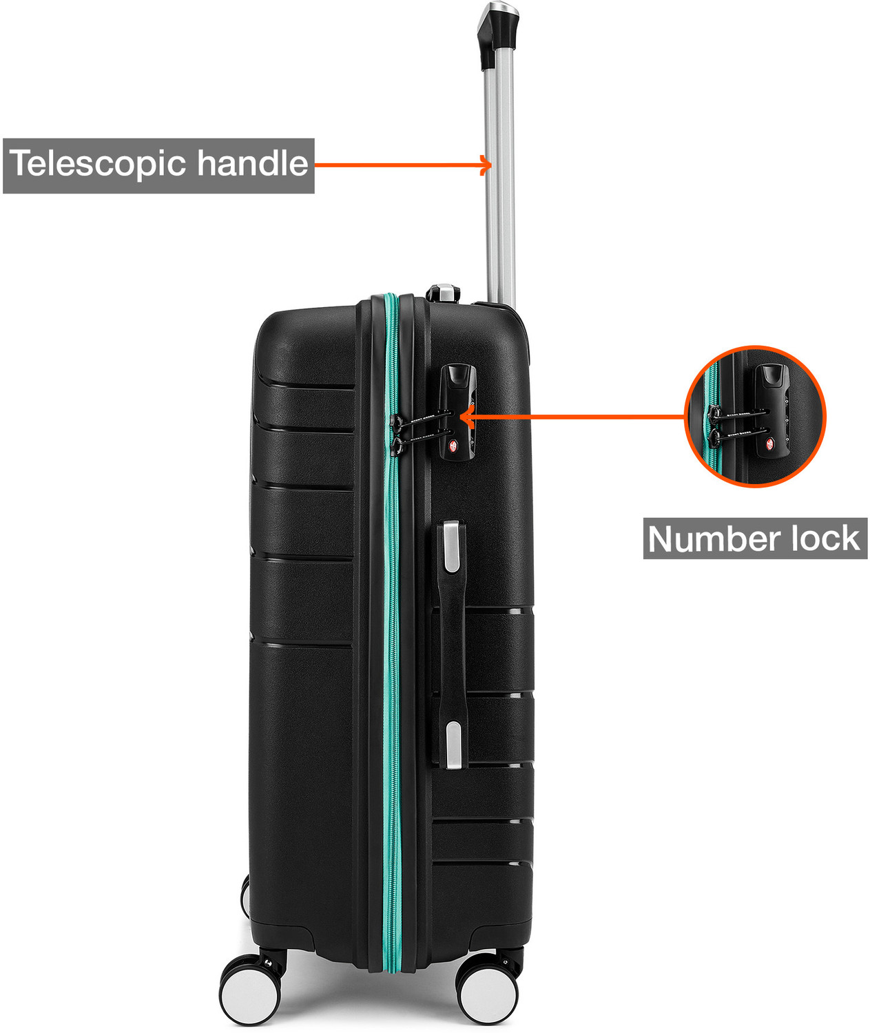 Image of Stony Brook by Nasher Miles Cascade Hard-Sided Polypropylene 65cm Spinner Trolley Bag for Travel Use Check-in Suitcase 8 Wheels - 24 inch